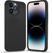 Coverzs Solid silicone case geschikt voor Apple iPhone 14 Pro (zwart) - iPhone 14 Pro hoesje zwart - iPhone 14 Pro case geschikt voor Apple - Luxe siliconen hoesje met 3-laags bescherming