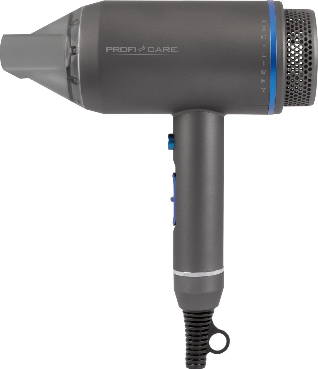ProfiCare PC-HT 3082 Föhn, 3 temperatuur-/vermogensniveaus, Easy Click-vormmondstuk 360° draaibaar, magnetisch, blauw-antraciet