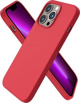 LuxeBass Siliconen hoesje geschikt voor Apple iPhone 14 Pro - Rood - telefoonhoes - gsm hoes - gsm hoesjes