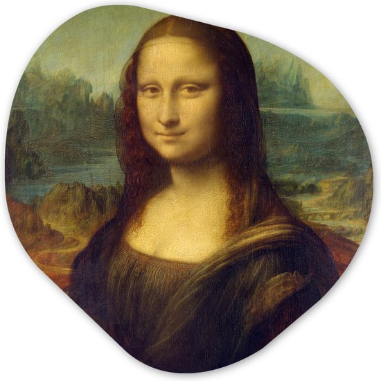 Organische Wanddecoratie - Kunststof Muurdecoratie- Organisch Schilderij - Mona Lisa - Leonardo da Vinci- 60x60 cm - Organische spiegel vorm op kunststof