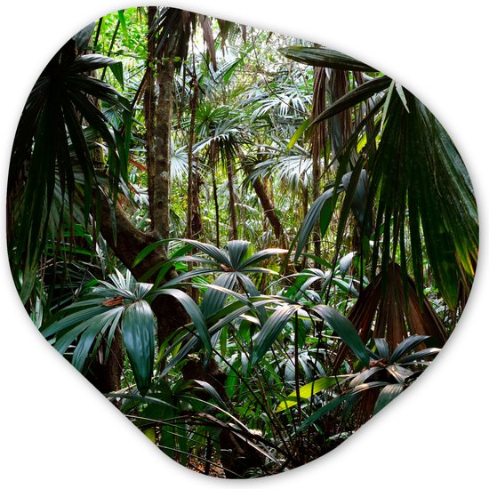 Organische Wanddecoratie - Kunststof Muurdecoratie- Organisch Schilderij - Planten in regenwoud- 90x90 cm - Organische spiegel vorm op kunststof
