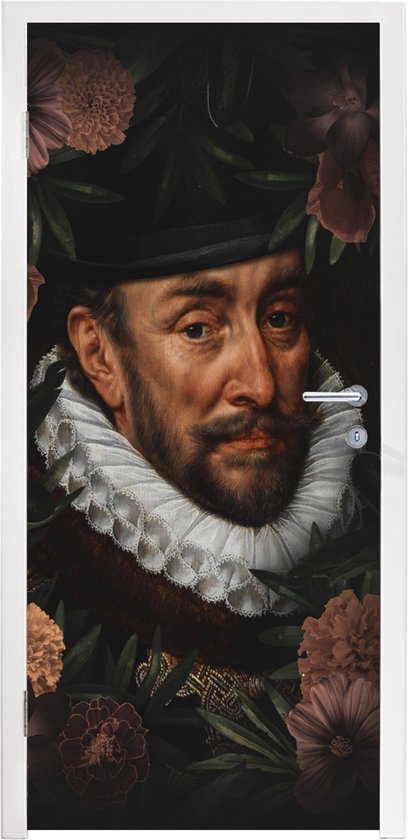 Deursticker Willem van Oranje - Kunst - Bloemen - 80x205 cm - Deurposter