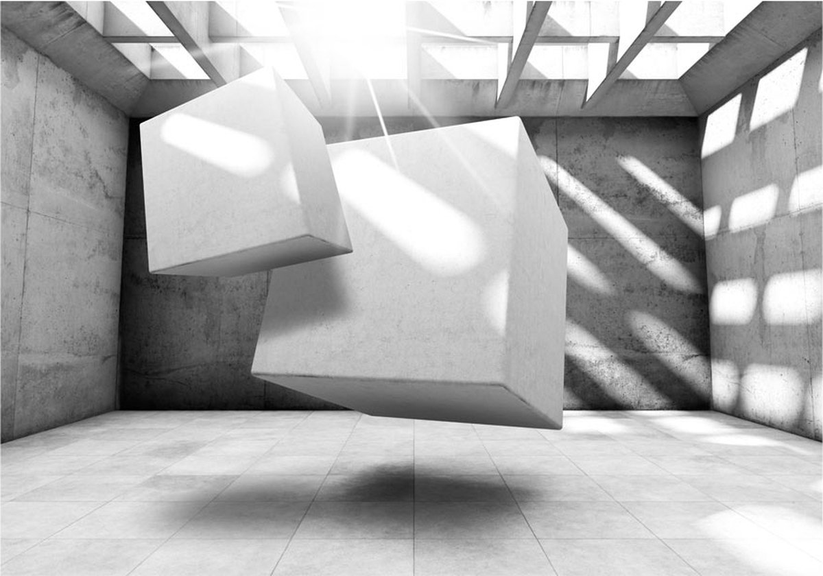 Fotobehangkoning - Behang - Vliesbehang - Fotobehang - Dancing Squares - 3D - 400 x 280 cm
