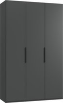 Woonexpress Kledingkast Oss - Spaanplaat - Grijs - 150x236x58 cm (BxHxD) - Draaideurkast - 3 Deuren - Hang-legkast