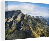 Canvas Schilderij Luchtfoto van de Tafelberg in Kaapstad - 60x40 cm - Wanddecoratie