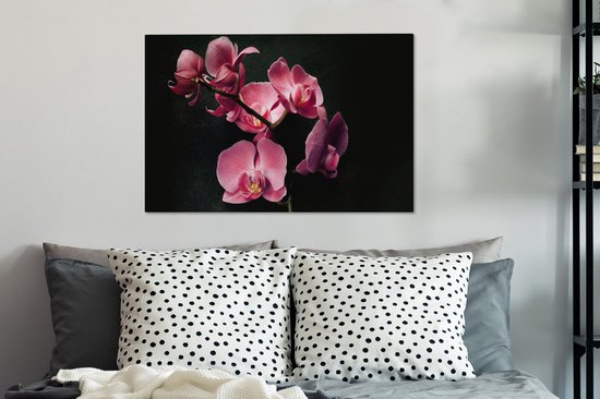 Toile Peinture Plantes - Orchidée - Fleurs - Rose - 90x60 cm - Décoration murale