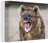 Canvas Schilderij Hyena - Roofdier - Hoektanden - 80x60 cm - Wanddecoratie