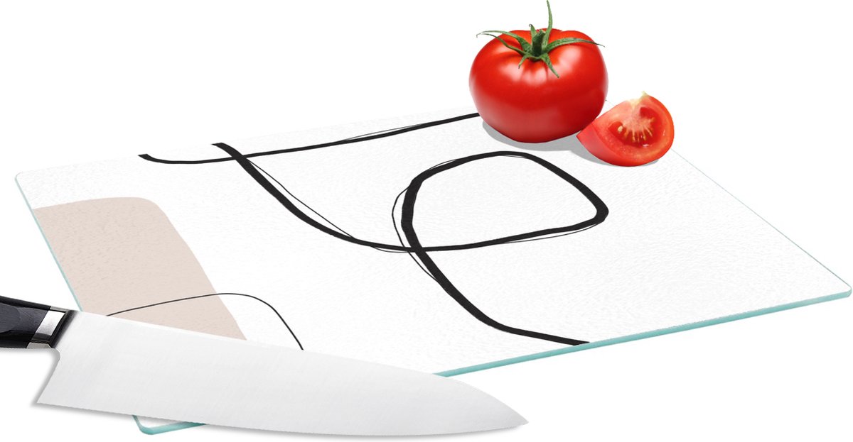 Glazen Snijplank - 28x20 - Abstract - Pastel - Minimalisme - Snijplanken Glas
