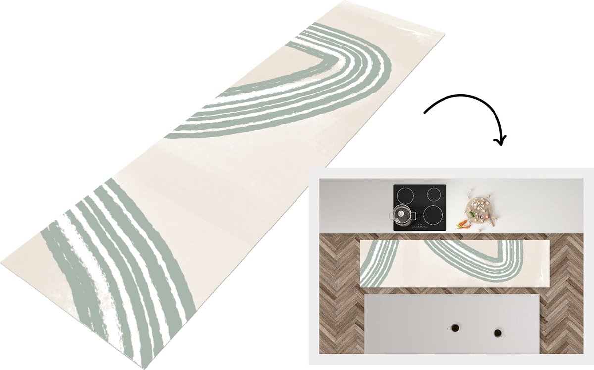 KitchenYeah Keukenloper - Loper keuken - Lijn - Abstract - Design - 200x50 cm - Keukenloper vinyl Multicolor