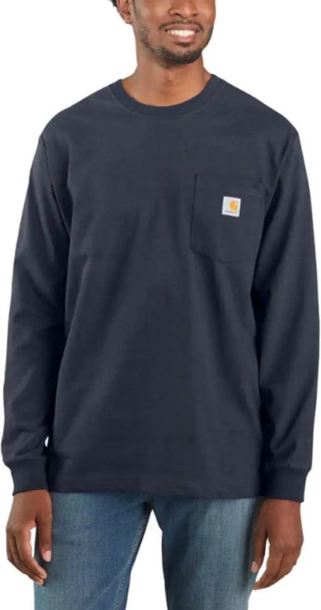 Carhartt K126 Heavyweight LS Pocket Navy T-Shirt Heren