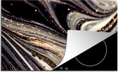 KitchenYeah® Inductie beschermer 85x52 cm - Marmerlook - Zwart - Goud - Wit - Glitter - Marmer print - Kookplaataccessoires - Afdekplaat voor kookplaat - Inductiebeschermer - Inductiemat - Inductieplaat mat