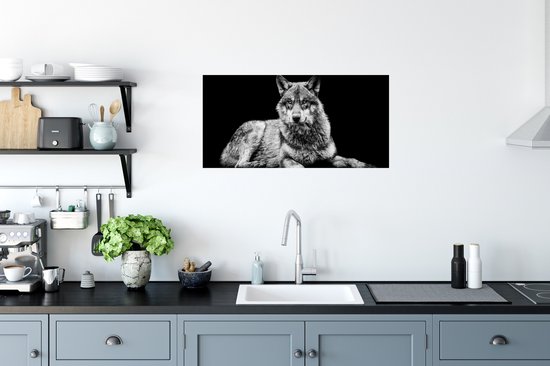 Stickers Stickers muraux - Animaux sauvages - Loup - Zwart - Wit - 80x40 cm - Feuille adhésive