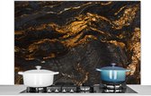 Spatscherm - Marmer print - Goud - Zwart - Luxe - Marmerlook - Achterwand keuken - Spatwand - Muurbeschermer - Spatscherm keuken - 120x80 cm - Keuken decoratie - Kookplaat achterwand