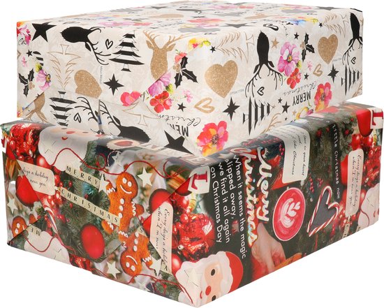 Kerst inpakpapier hotstamp - inclusief tags - 70x10.5x3.5 cm Kerst inpakpapier hotstamp - inclusief tags - 70x10.5x3.5 cm