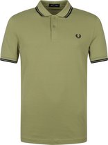 Fred Perry - Polo M3600 Tipped Groen - Slim-fit - Heren Poloshirt Maat S