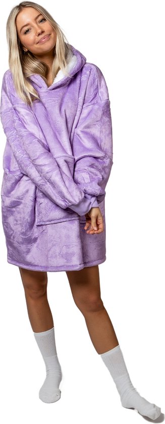 Noony Purple - Couverture à capuche - Plaids à manches - Sweat à capuche câlin - Extra doux