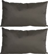 2x stuks bank/Sier kussens voor binnen en buiten in de kleur antraciet grijs 30 x 50 cm - Tuin/huis kussens