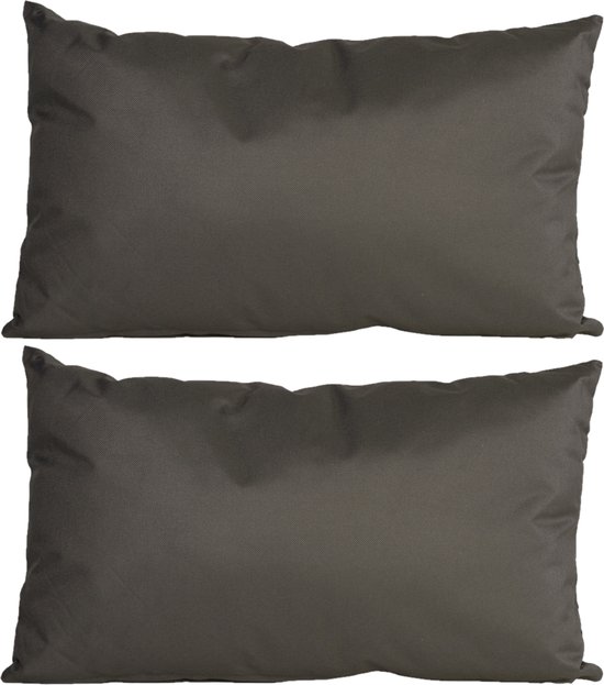 2x stuks bank/Sier kussens voor binnen en buiten in de kleur antraciet grijs 30 x 50 cm - Tuin/huis kussens
