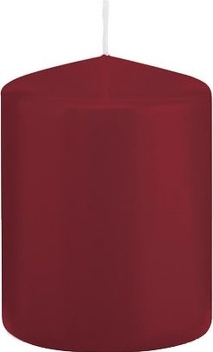 Trend Candles Cilinderkaars/stompkaars - bordeauxrood - 6 x 8 cm - 29 branduren - met brandvertragende folie