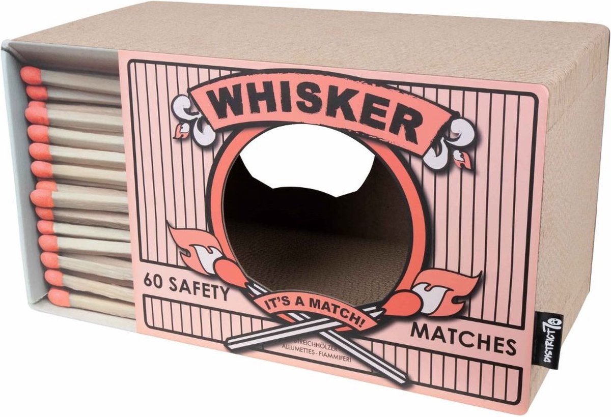 District 70 WHISKER - Krabmeubel van karton - Luciferdoos design - Zwart wit of roze - Afmeting 55 x 30 x 30 cm - Zwart