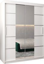 InspireMe - Kledingkast met 2 schuifdeuren, Modern-stijl, Kledingkast met planken (BxHxD): 150x200x62 - VENTILA IV 150 Wit Mat