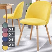 Miadomodo - Eetkamerstoelen - Velvet stoel - Beech Wood Legs - Backlest - Keukenstoel - Woonkamerstoel - Geel - 2 PCS