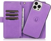 Étui magnétique 2-en-1 iPhone 12 Pro Max - Étui portefeuille de Luxe avec fermeture magnétique - Poches pour cartes et argent - Mobiq Luxe Leather Magnetic 2-in-1 Book Case iPhone 12 Pro Max violet