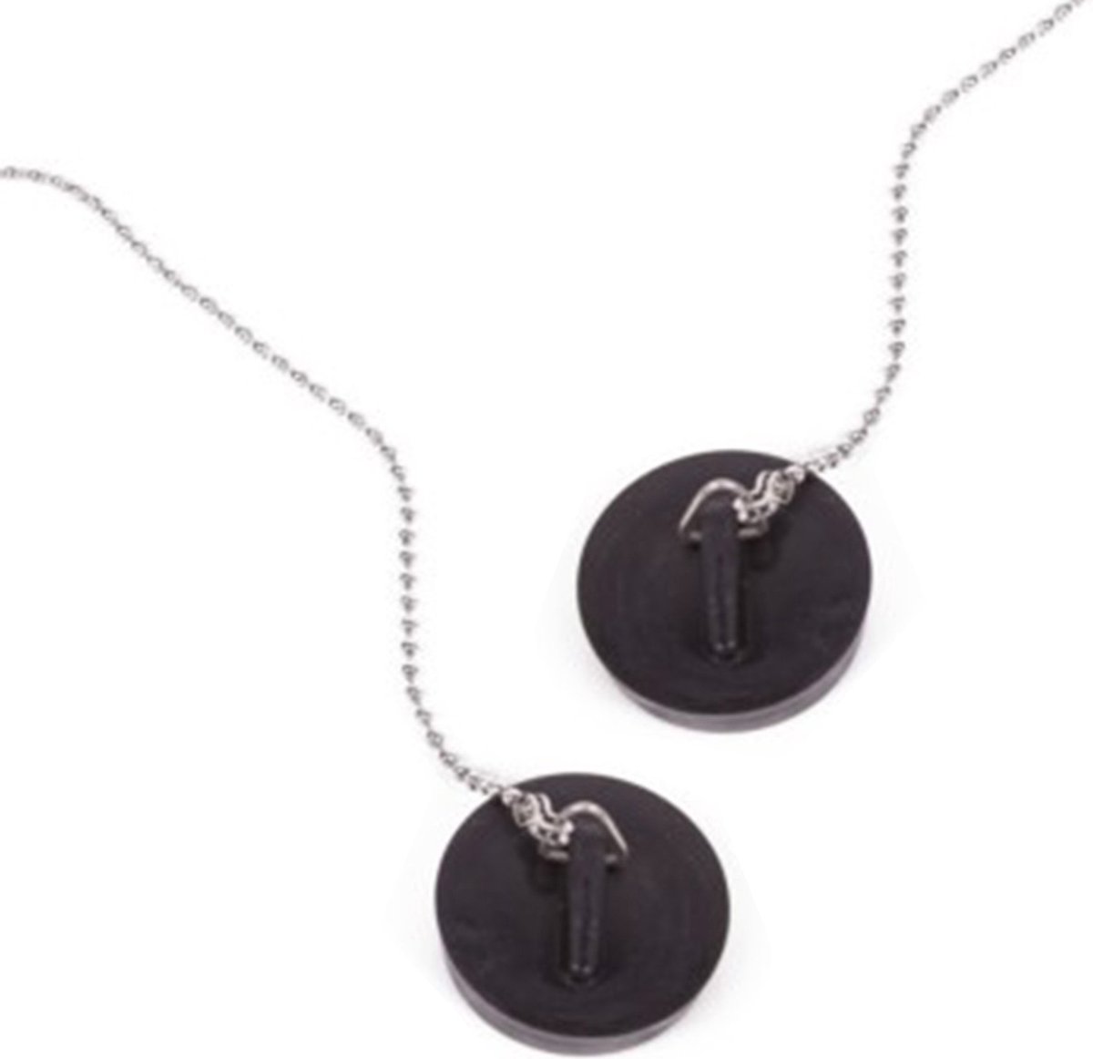 Goedkoopste Benson Afvoerstop - 2x - 44 mm - gootsteen dop - gootsteenstopper - met RVS ketting 30 cm