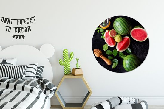 WallCircle - Wall Circle - Wall Circle Indoor - Pastèque - Smoothie - Fruit - Presse Citron - 90x90 cm - Décoration murale - Peintures Ronds