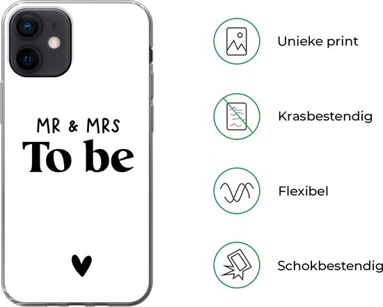 Coque iPhone 12 - Mariée - Marié - Coeur - Siliconen