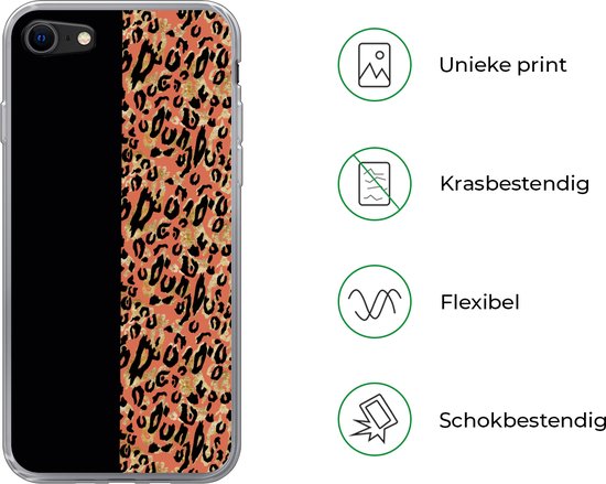 Coque iPhone 7 - Imprimé Panthère - Goud - Zwart - Siliconen