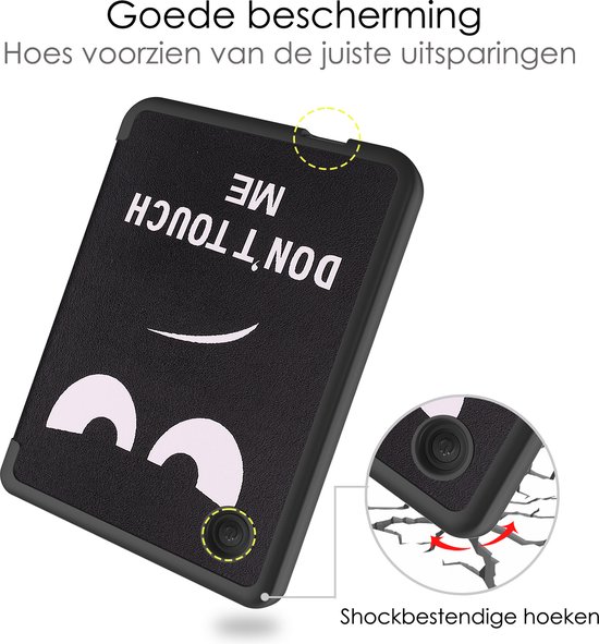 Hoes Geschikt voor Kobo Clara 2E Hoesje Bookcase Cover Book Case Hoes Sleepcover - Don't Touch Me van Gizmojojoo — afbeelding 3