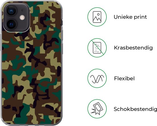 Coque iPhone 12 - Motif camouflage aux couleurs sombres - Coque en Siliconen pour téléphone