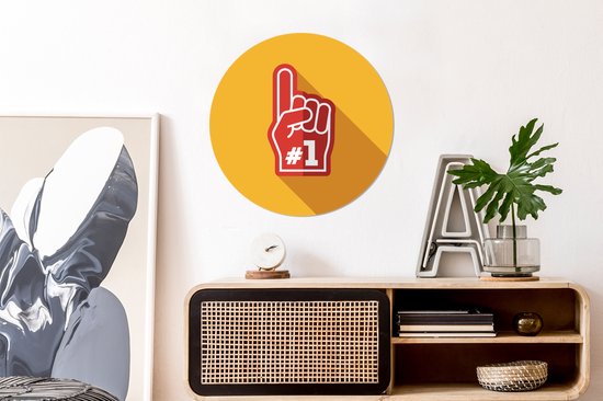 Illustration d'une main avec le numéro 1 dessus Cercle mural aluminium ⌀ 60 cm - impression photo sur cercle mural / cercle vivant / cercle de jardin (décoration murale)