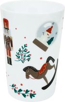 Kerst Bekertjes met notenkraker - Wit / Multicolor - Kunststof - 35 cl - Set van 2 - feestbekers