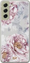 Hoesje geschikt voor Samsung Galaxy S21 FE - Floral Print - Bloemen - Beige - Soft Case Telefoonhoesje - TPU Back Cover - Casevibes