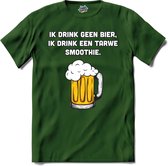 Geen bier maar een tarwe smoothie - Bier kleding cadeau - bierpakket kado idee - grappige bierglazen drank feest teksten en zinnen - T-Shirt - Heren - Bottle Groen - Maat L