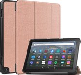 Case2go - Tablet hoes geschikt voor Amazon Fire 8 HD (2022) - 8 Inch Tri-fold cover - Met Touchpad & Stand functie - Rose Goud