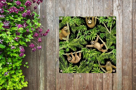 Posters de jardin Paresseux - Palmier - Motif - Garçons - Filles - Enfants - Enfant - 50x50 cm - Toile de jardin - Affiche extérieure