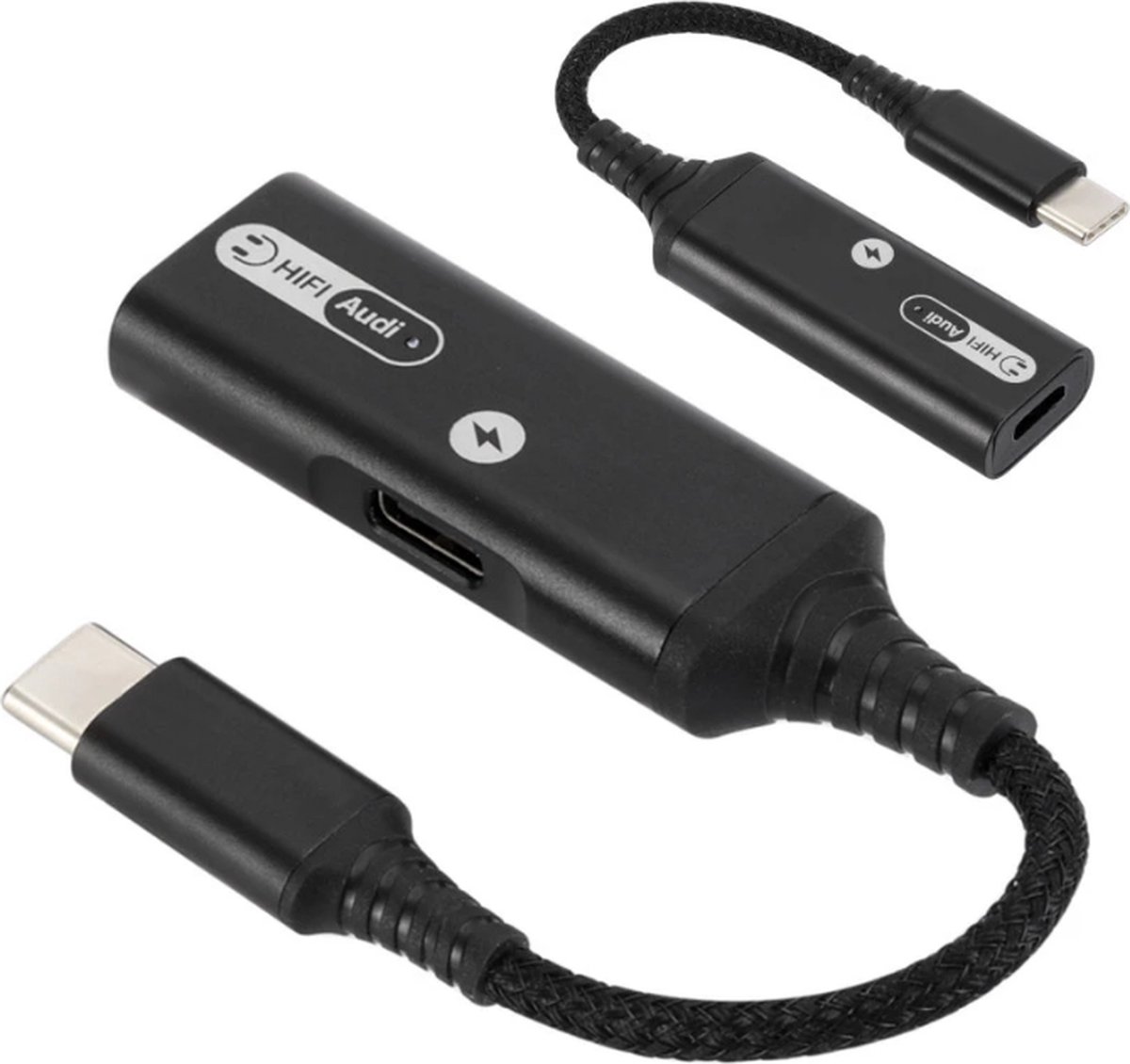 Adaptateur USB-C Vers Jack 3,5 Mm Avec Charge Rapide 100W - Son Hi-Fi - Blanc/Gris - Neuf