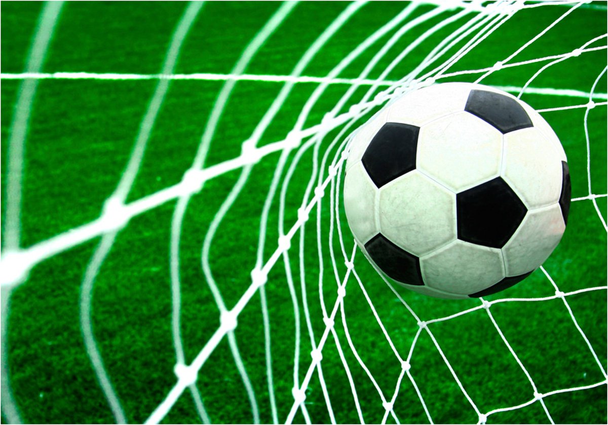 Fotobehangkoning - Behang - Vliesbehang - Fotobehang Doelpunt - Goal - Voetbal - 400 x 280 cm
