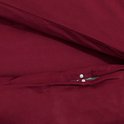 Photo détaillée d'une housse de couette bordeaux avec fermeture boutonnée.