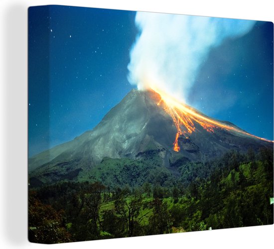 Mount Merapi Canvas 120x80 cm - Foto print op Canvas schilderij (Wanddecoratie)