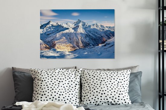 Peintures sur toile - Alpes suisses en hiver - 90x60 cm - Décoration murale