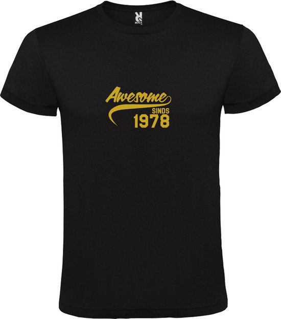 Zwart T-Shirt met “Awesome sinds 1978 “ Afbeelding Goud Size XXXL