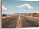 WallClassics - Hout - Weg in Amerika - 80x60 cm - 12 mm dik - Foto op Hout (Met Ophangsysteem)