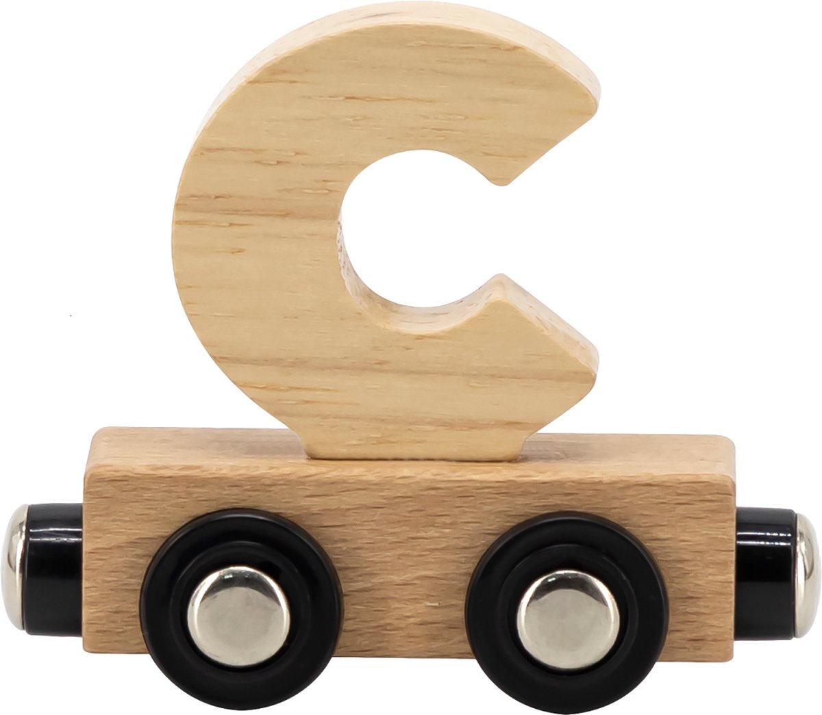 Tryco Houten Naturel Lettertrein Letter C - Letterwagon voor Woorden en Naamtreinen - Stimuleert Creativiteit en Motoriek - Vanaf 3 Jaar
