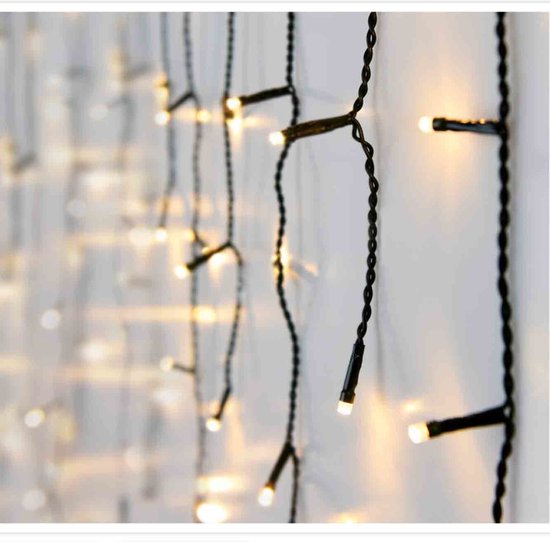 Kerstverlichting - IJspegel - Lichtgordijn - 6 meter - IJspegel - 180 LED's - Warm wit - voor binnen & buiten