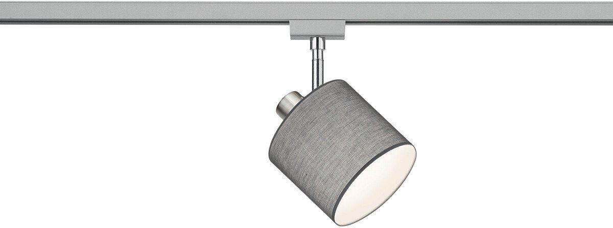 LED Railverlichting - Track Spot - Torna Dual Torry - 2 Fase - E14 Fitting - Rond - Mat Grijs - Textiel