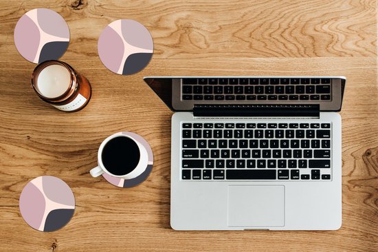 Sous-verres pour verres - Ronds - Pastel - Design - Minimalisme - 10x10 cm - Sous-verres en verre - 6 pièces